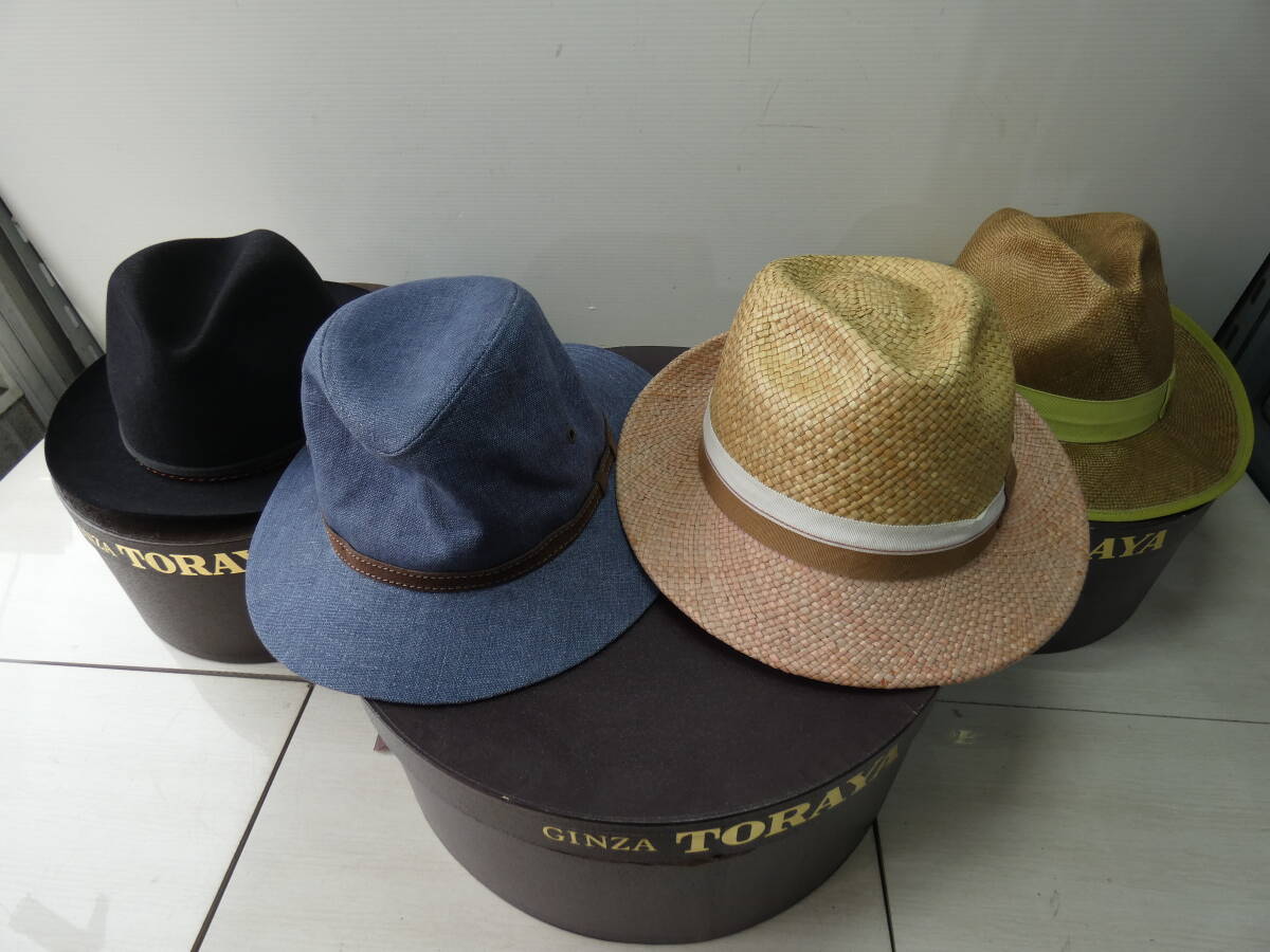 ★ハット4点＋TORAYA箱3点セット PANIZZA/ソルバッティ/NOL/ボルサリーノ 高級イタリア帽子 ⑧ 　　 M05147