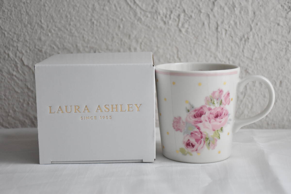 PAY1・YA8*ローラアシュレイ*マグカップ*クチュールローズ*ライン*LAURA ASHLEY*バラ*ギフト*プレゼント*コップ*ピンク*ローズ*花柄