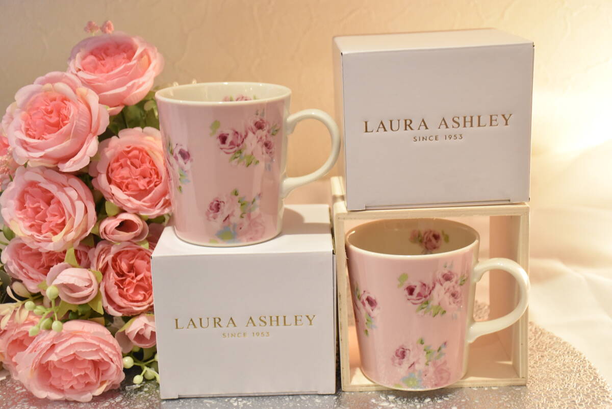 PAY1・YA10-1*ローラアシュレイ*マグカップ*2個セット*クチュールローズ*ピンク*LAURA ASHLEY*バラ*ギフト*プレゼント*コップ*おもてなし