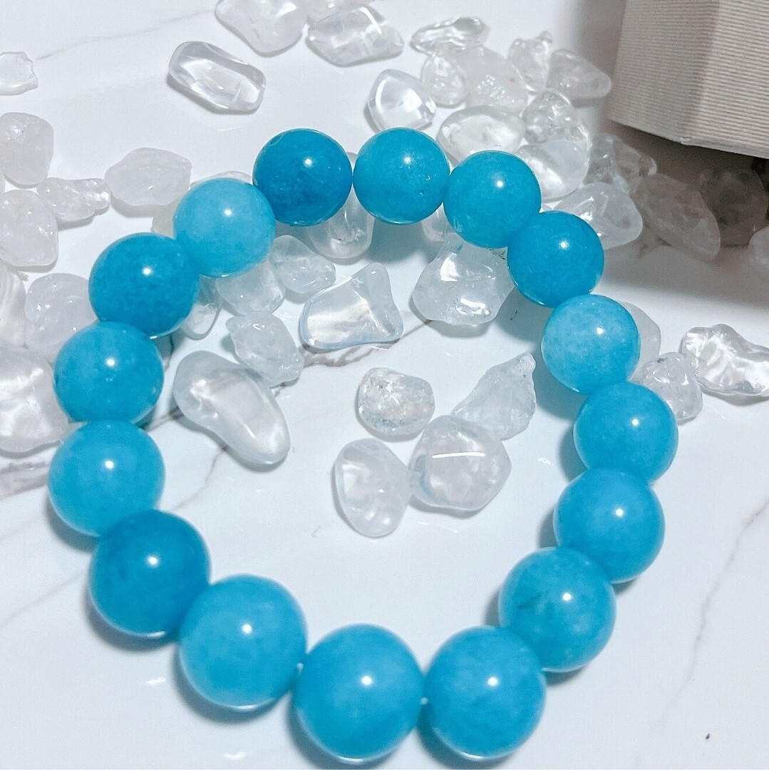 【希少】ラリマー ブレスレット 12mm パワーストーン 数珠 男女兼用　青　ブルー