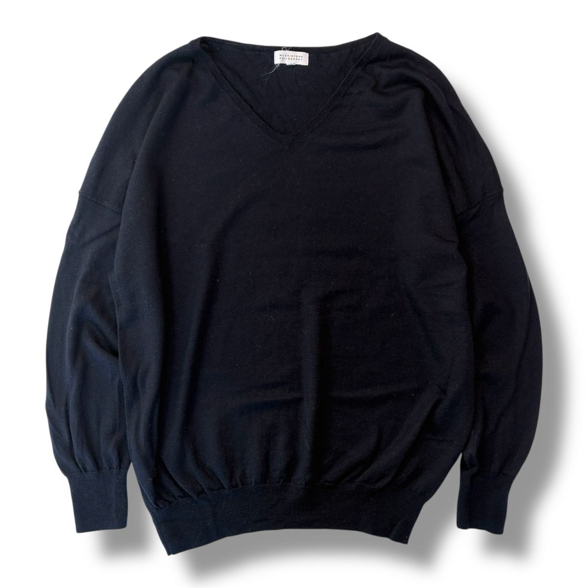 国内正規品★ MACKINTOSH PHILOSOPHY マッキントッシュ フィロソフィー イタリア製 糸 Vネック 薄手 ニット セーター 黒 38 レディース