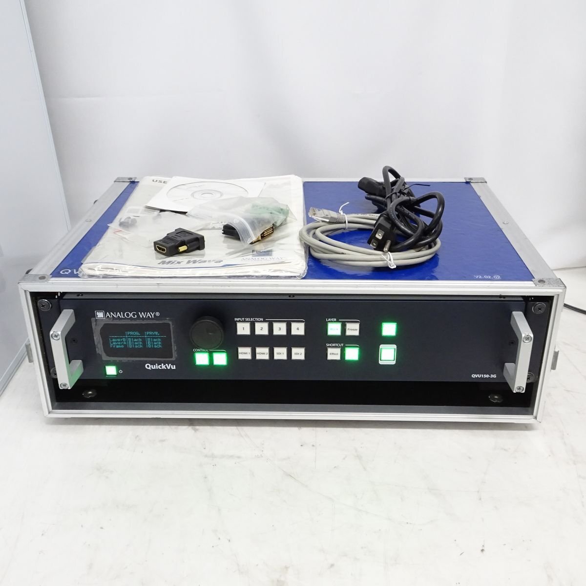 Analog Way QVU150-3G シームレススイッチャー（VGA、DVI、3G/HD/SD-SDI、HDMI・初期化済・ケース付き）【中古/動作品】＃443803