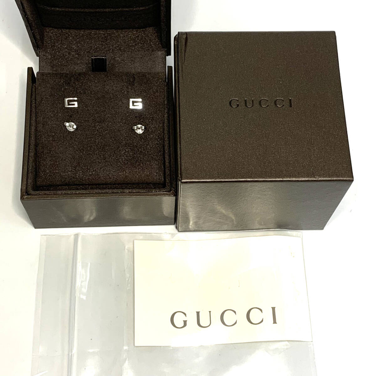 GUCCI グッチ 750 K18WG Gロゴ ピアス 18金 ホワイトゴールド 1.3g