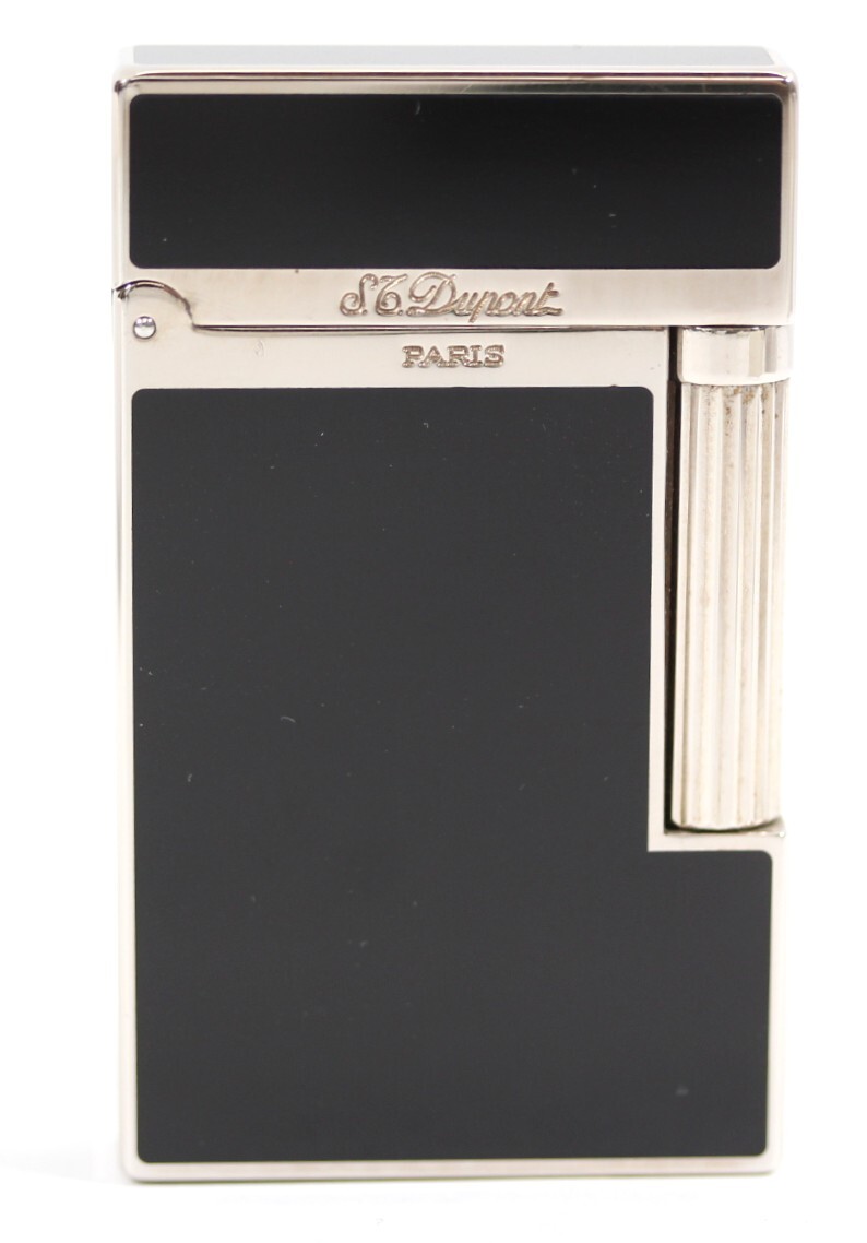 Y6857＃◆中古美品◆S.T.Dupont デュポン ライン2 ガスライター ダブルバーナー 黒漆/パラジウム 着火確認済み