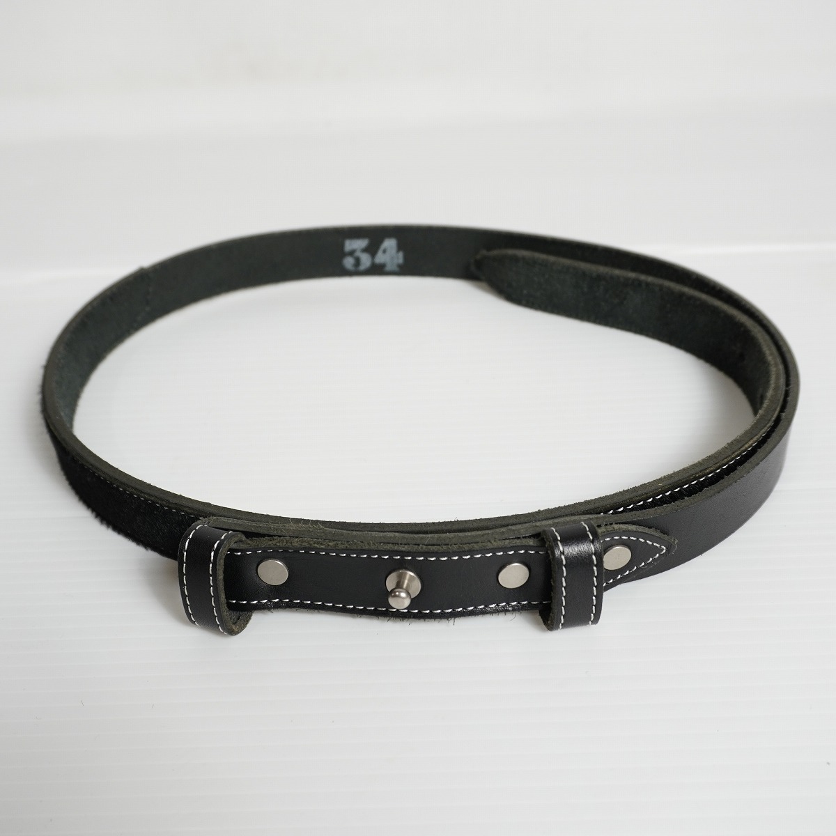 SUNSEA サンシー buckleless leather belt バックル レス レザー ベルト 黒 726N★4