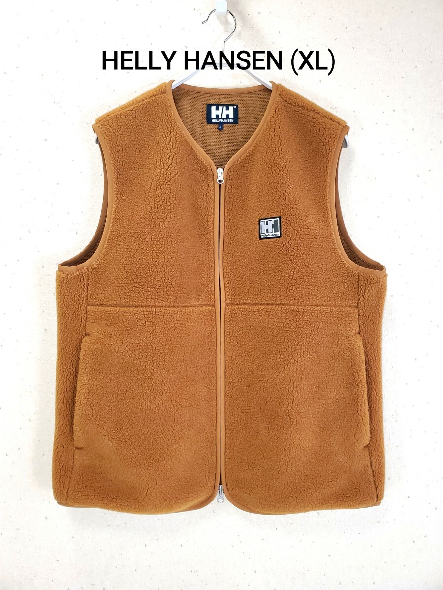 極美品◆HELLY HANSEN ヘリーハンセン フリースベスト アウトドア フルジップ カジュアル メンズ(XLサイズ)濃いベージュ 