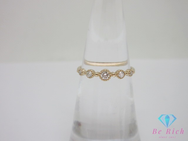 K18 PG ダイヤモンド 付 デザイン リング 指輪 8号 18金 750 ピンクゴールド メレ ジュエリー アクセサリー【中古】【送料無料】th14343