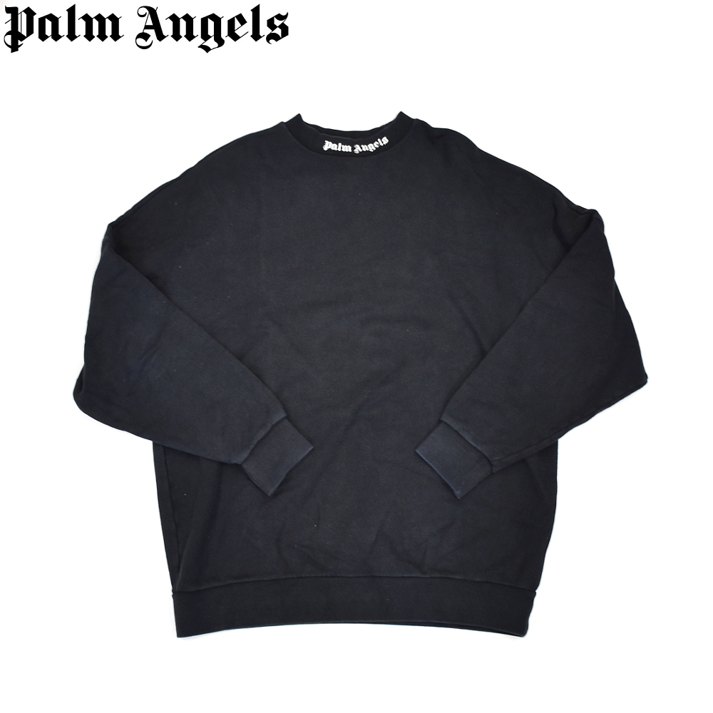 【A01414】Palm Angels パームエンジェルス オーバーサイズ スウェット トレーナー Lサイズ ブラック×ホワイト 1573-0