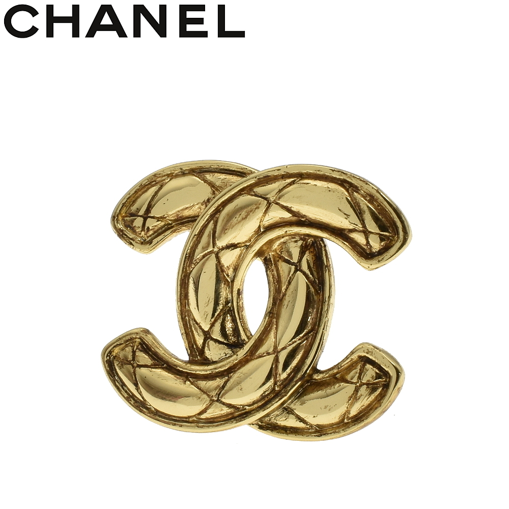 【A01721】CHANEL シャネル マトラッセ ココマーク ヴィンテージ ブローチ ゴールド