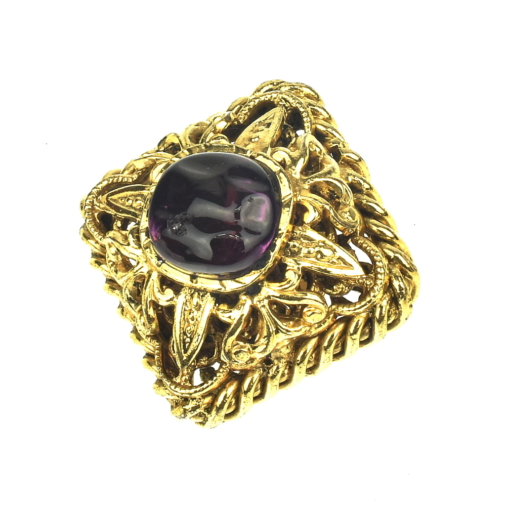 【A01000】CHANEL シャネル 色石 ヴィンテージ イヤリング ゴールド×石パープル系 2550-0