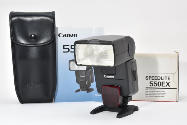 RU585★キャノン Canon SPEEDLIGHT 550EX ストロボ フラッシュ スタンド付
