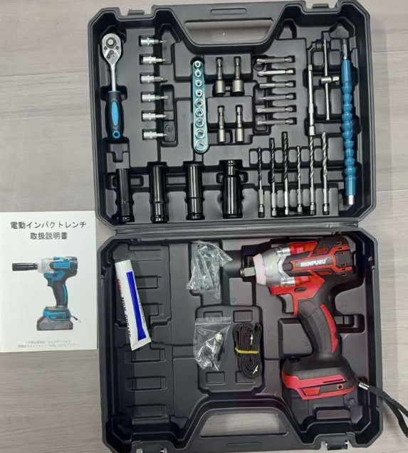 即納 電動 インパクトレンチ 1台4役 350Nm 電動ドリルドライバー 充電式 39点セ ット タイヤ交換 18Vマキタバッテリー対応 本体のみ