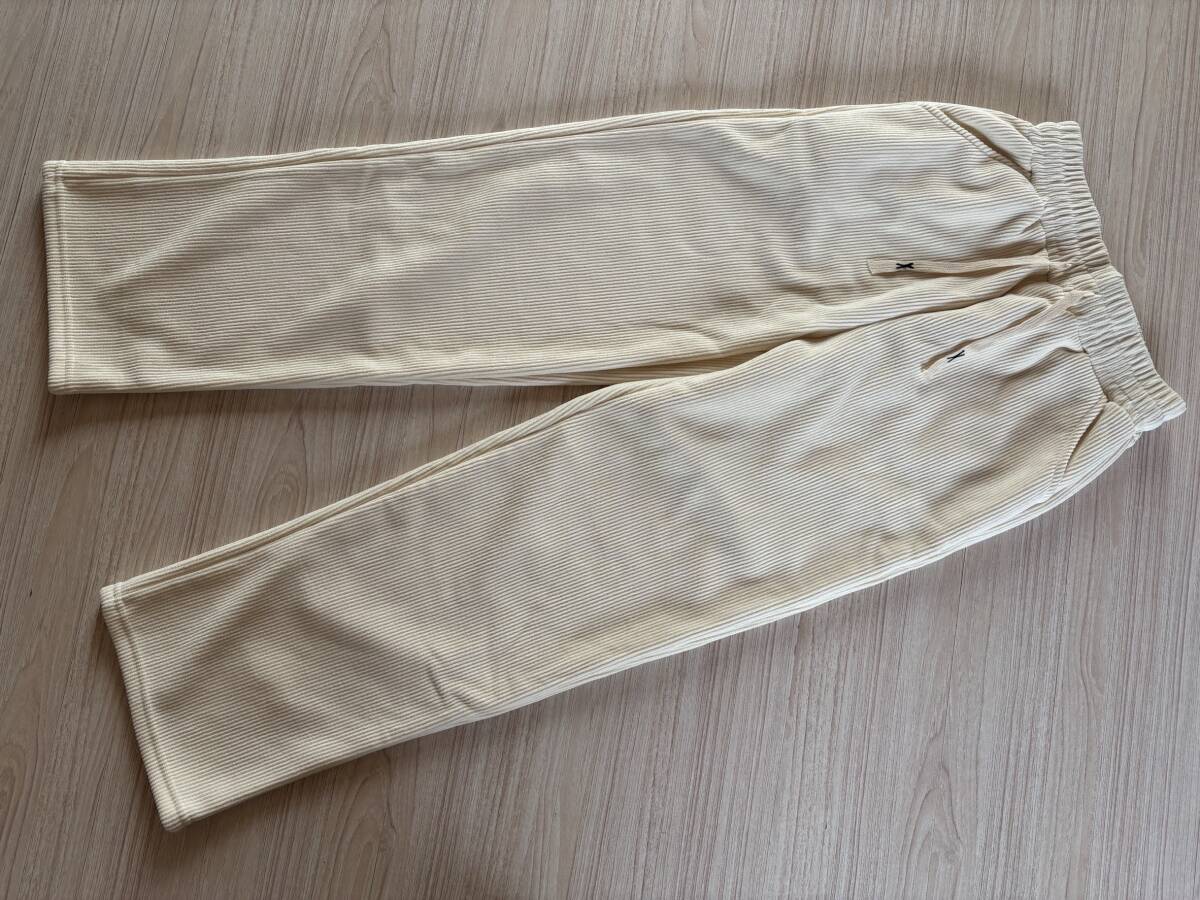 送料無料☆新品L～XL【丈長め 裏起毛コーデュロイパンツ】白ホワイトキナリ防寒あったか冬レディースズボンウエストゴム