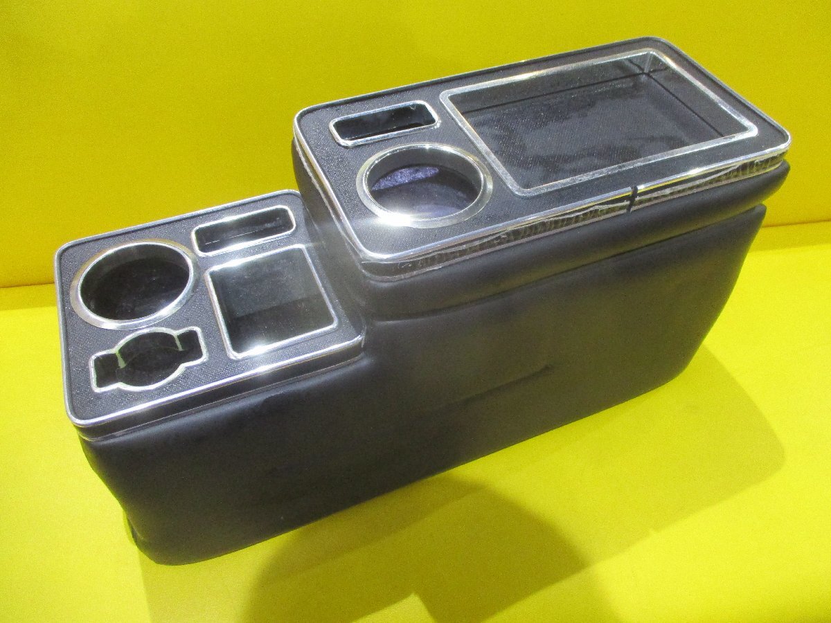中古★汎用品 車載用センターコンソールボックス★ドリンクホルダー/小物入れ/ブラック★トヨタ 50系エスティマ/ACR50外し★ミニバンなどに