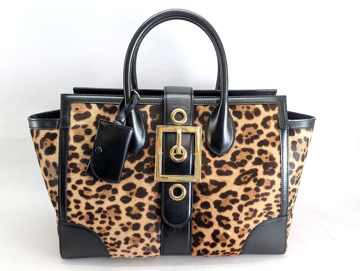 GUCCI グッチ レオパード柄 323652 520981 ハラコ レザー トートバッグ entrupy鑑定書付属[329467