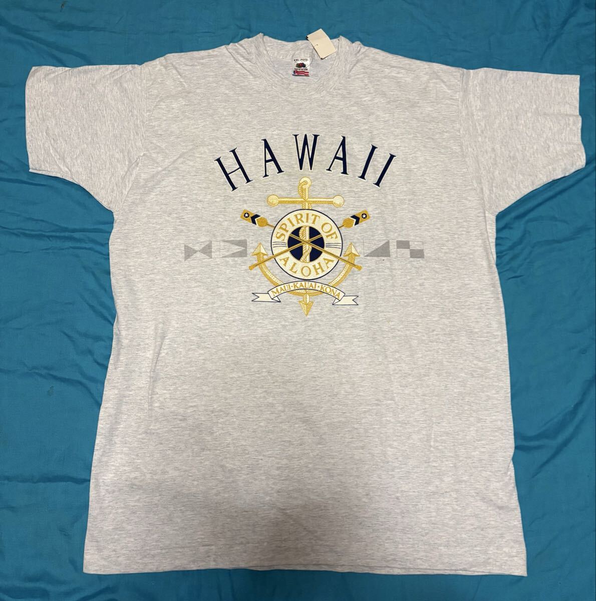 未使用デッドストック！MADE IN U.S.A.90sアメリカ製FRUIT OF THE LOOMプリントTシャツXXLサイズ霜降りボディ