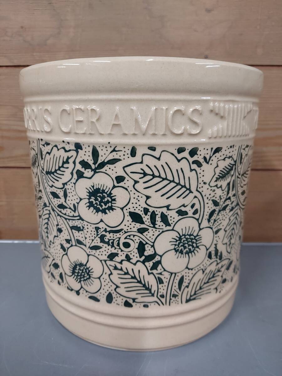 即決！送料無料♪ウイリアム　モリス William Ｍorris セラミックポット ＷM フローラルシリンダー　グリーン　 約φ１６ｘＨ１６cm ◆ 
