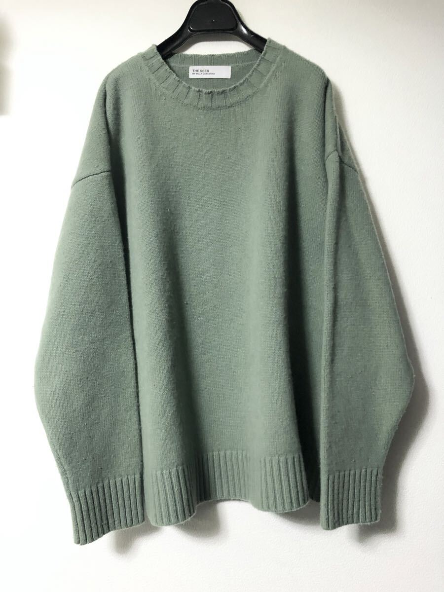 willy chavarria クルーネックニット DJANGO ウール100 オーバーサイズ 薄グリーン うぐいす seed ジャケット パンツ