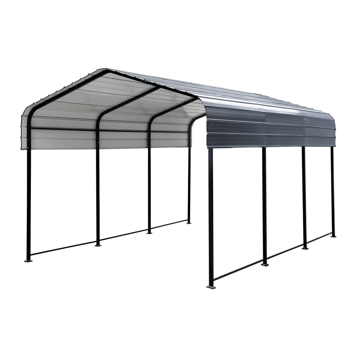 【奥行4.5mタイプ】カーポート ガレージ 車庫 倉庫 奥4.5m×幅3m×高さ2.6m スチール車庫 カーポート バイク 自転車 【ダークグレー 】