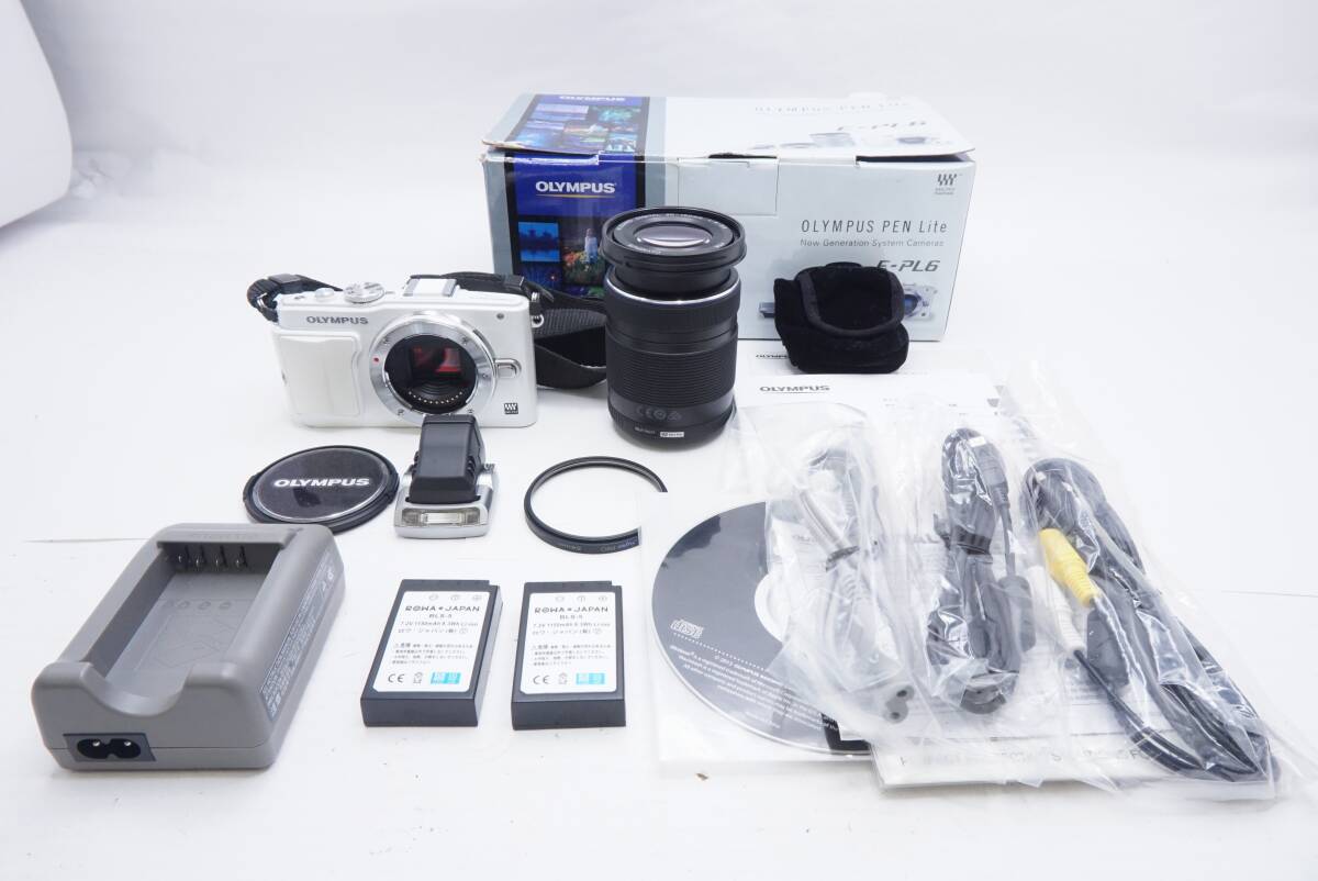 ○OLYMPUS オリンパス PEN Lite E-PL6 / 40-150mm F4-5.6(レンズキャップ・フィルター・バッテリー・充電器付・元箱・取説付)訳あり