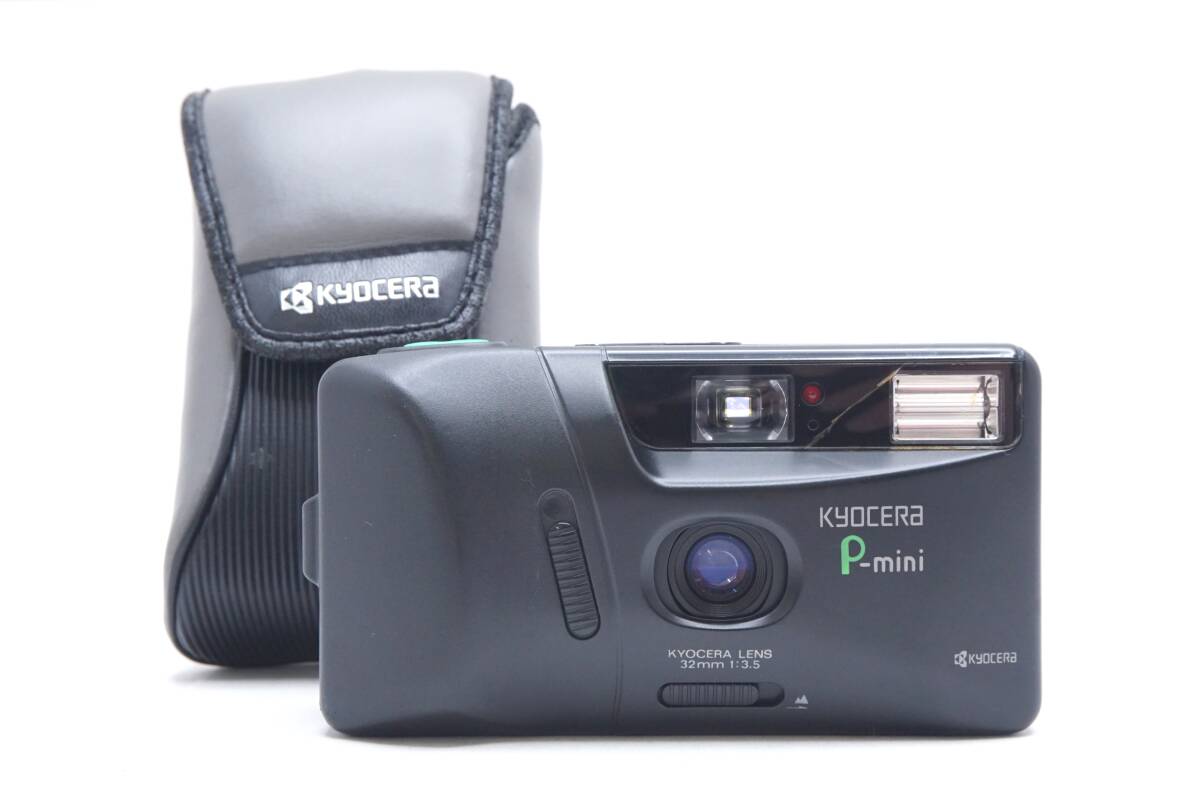 ▽KYOCERA 京セラ P-mini 32mm F2.8 コンパクトフィルムカメラ (ケース付) 訳あり