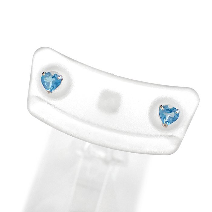 K18WG ブルートパーズ ピアス 一粒 ハートモチーフ 0.13ct×2 0.2g ホワイトゴールド 18金 一石 ジュエリー アクセサリー 宝石