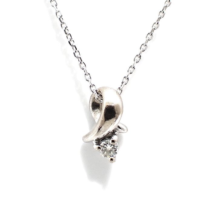 ヨンドシー(4℃) K18WG 1粒 ダイヤモンド ネックレス 1.9g ホワイトゴールド 18金 1石 ダイヤ ジュエリー アクセサリー ケース 送料880円