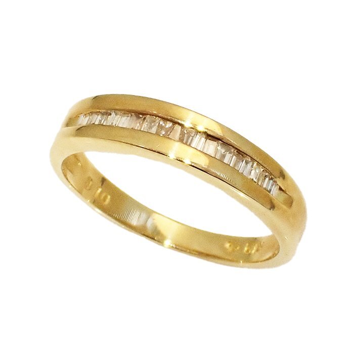 K18 ダイヤモンド 指輪 0.10ct 2.6g 11号 イエローゴールド 18金 ダイヤ ハーフエタニイティリング 一文字 ジュエリー アクセサリー