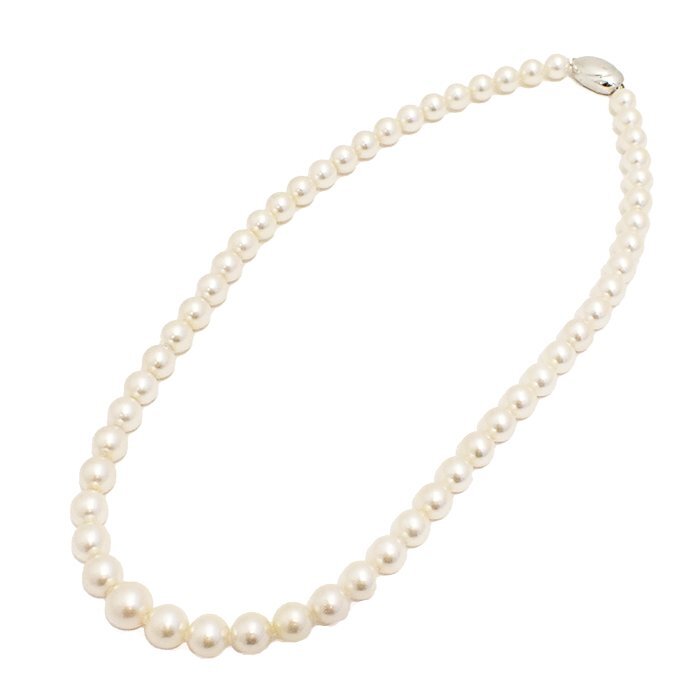 SILVER アコヤ真珠 ネックレス 7.2mm～9.8mm シルバー SV アコヤパール グラデーションパール ジュエリー アクセサリー ミニ鑑別書 宝石