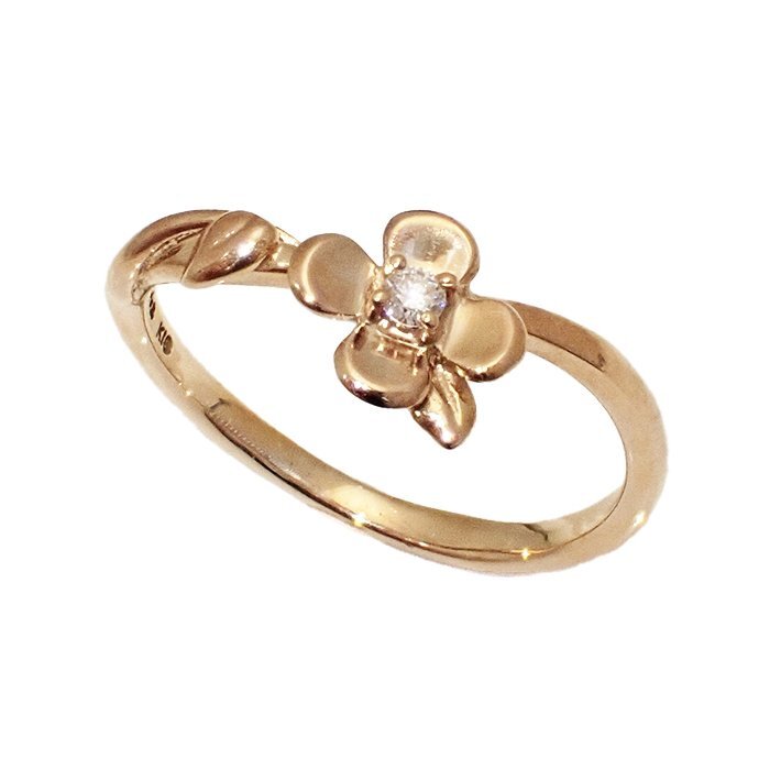 スタージュエリー(STAR JEWELRY) K18PG ダイヤモンド 指輪 フラワーモチーフ 0.02ct 1.8g 9号 ピンクゴールド ダイヤ リング ジュエリー