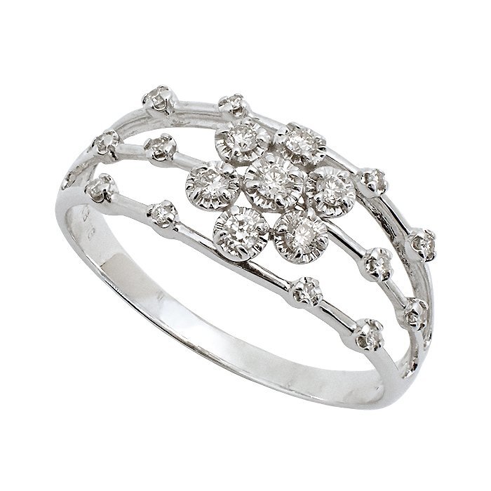 【新品仕上げ済】K18WG ダイヤモンド 指輪 フラワーモチーフ 0.25ct 2.9g 22.5号 ホワイトゴールド ダイヤ リング ジュエリー アクセサリー