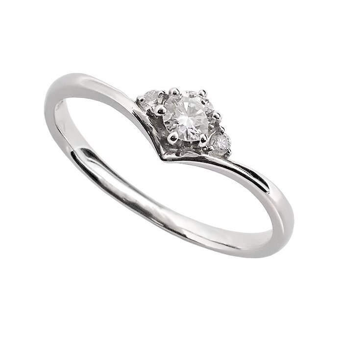 【新品仕上げ済/SAランク】Pt900 ダイヤモンド 指輪 0.114ct 0.02ct 1.9g 10号 プラチナ V字 ダイヤ リング ジュエリー アクセサリー 宝石