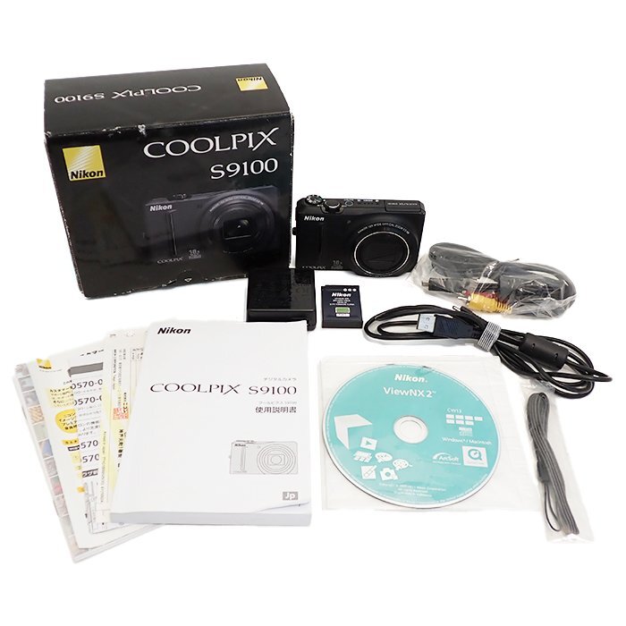 【動作確認済】ニコン(Nikon) COOLPIX S9100 コンパクトデジタルカメラ ブラック レンズNIKKOR 4.5-81.0mm 1:3.5-5.9 充電器 バッテリー 箱