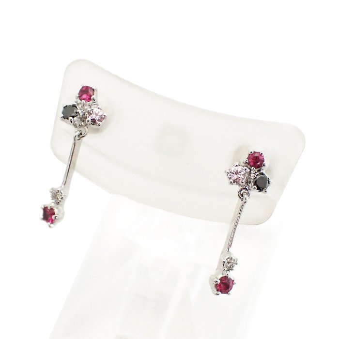 スタージュエリー(STAR JEWELRY) K18 ルビー ダイヤモンド 0.02ct×2 0.10ct×2 1.5g ピアス ホワイトゴールド マルチストーン ジュエリー