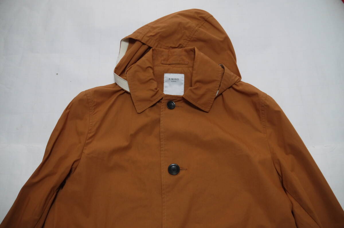 【美　品】BEAMS B：MING　ビームス　コットン100％春用コート　2WAY薄手コート　サイズM　くすみオレンジ