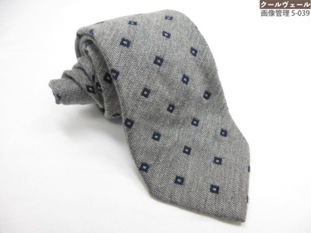 HH【Fattori ファットーリ】お洒落な刺繍柄♪ シルク カシミヤ ネクタイ (メンズ) 起毛感のあるグレー系 イタリア製 ★39MM9813★