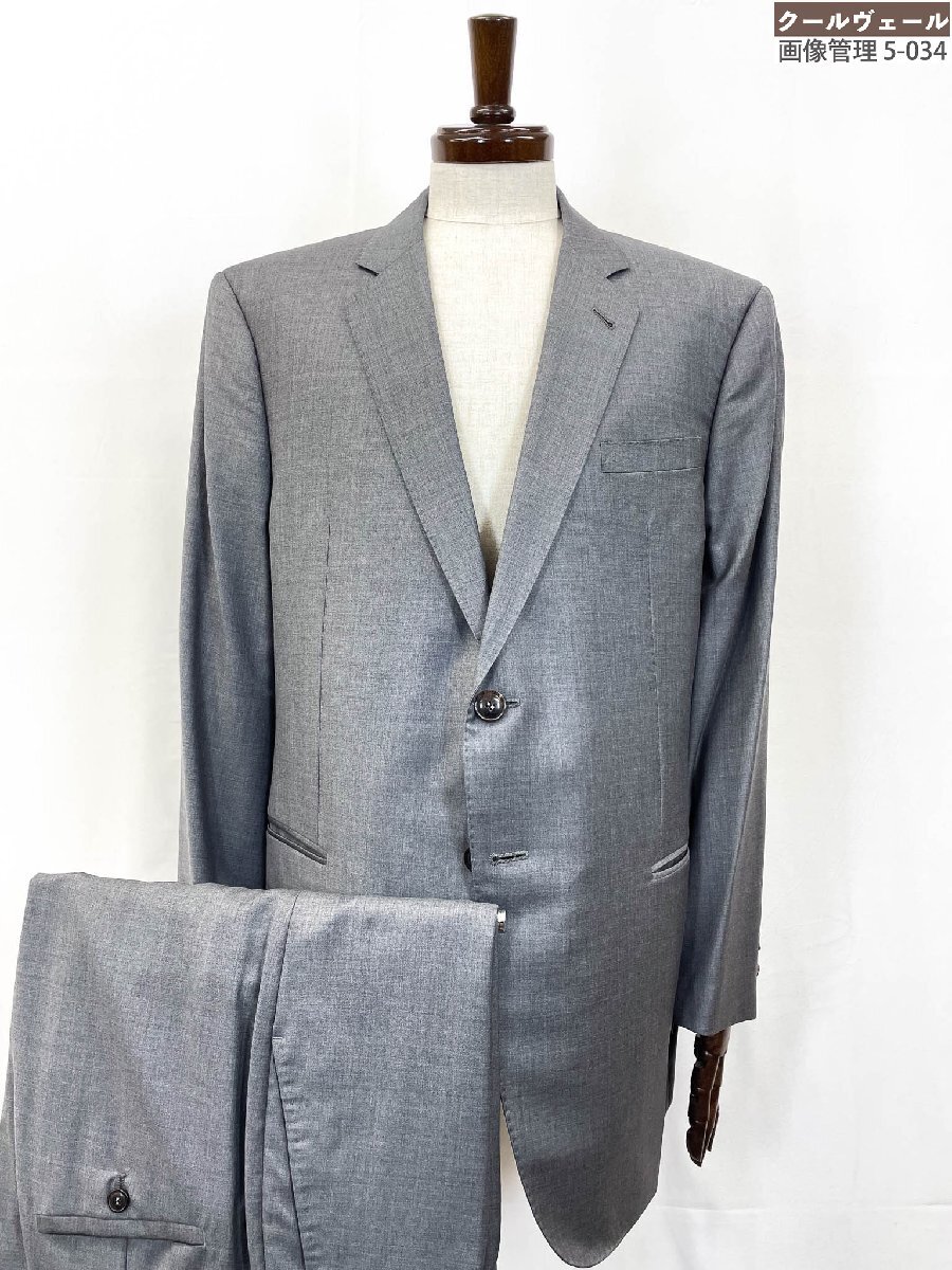 HH 超美品【ジョルジオアルマーニ】SSV21R 0S100 カシミア混 2ボタン 大きなサイズ スーツ (メンズ) 56 グレー系 織柄 伊製 ★35RMS3618★