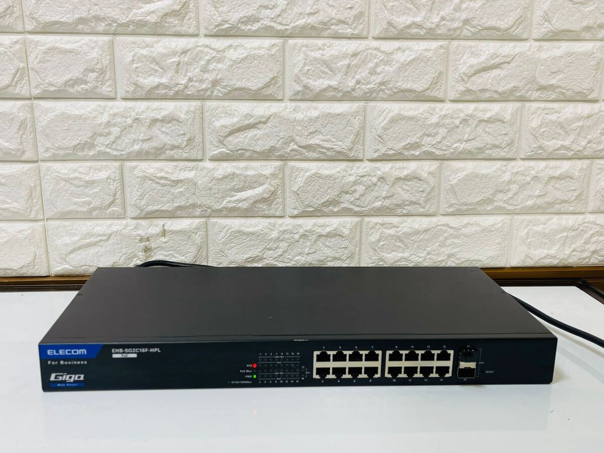 (2) ELECOM エレコム LANハブ WEBスマート PoE 16P EHB-SG2C16F-HPL 中古 