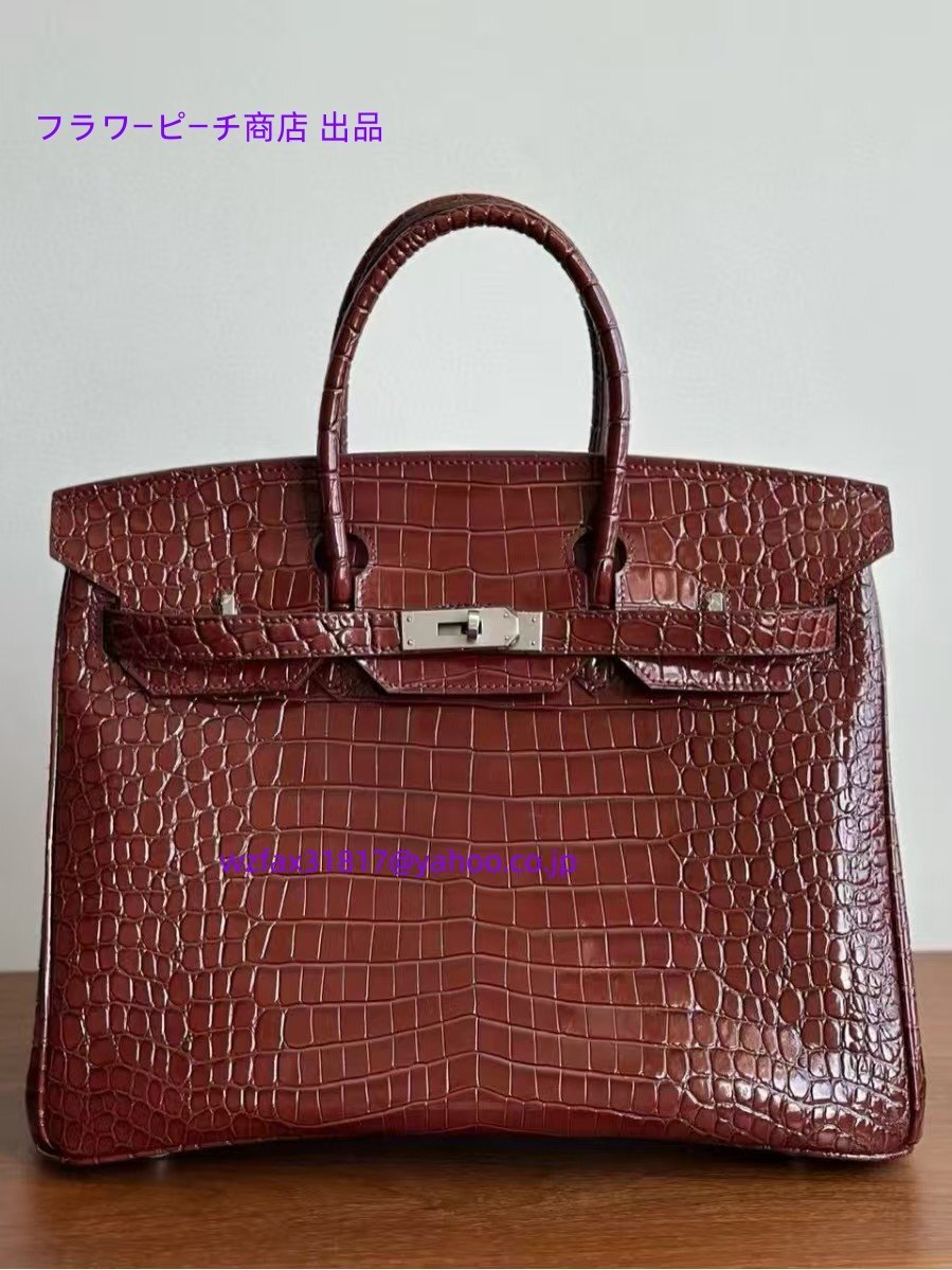 クロコダイル柄 バーキン風 35cm トートバッグ｜高品質メタル金具 大容量 本革 レディースバッグ