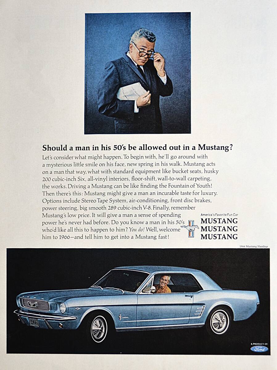稀少！1965年フォード マスタング広告/Ford Mustang Hardtop/ムスタング/アメ車/旧車/Z
