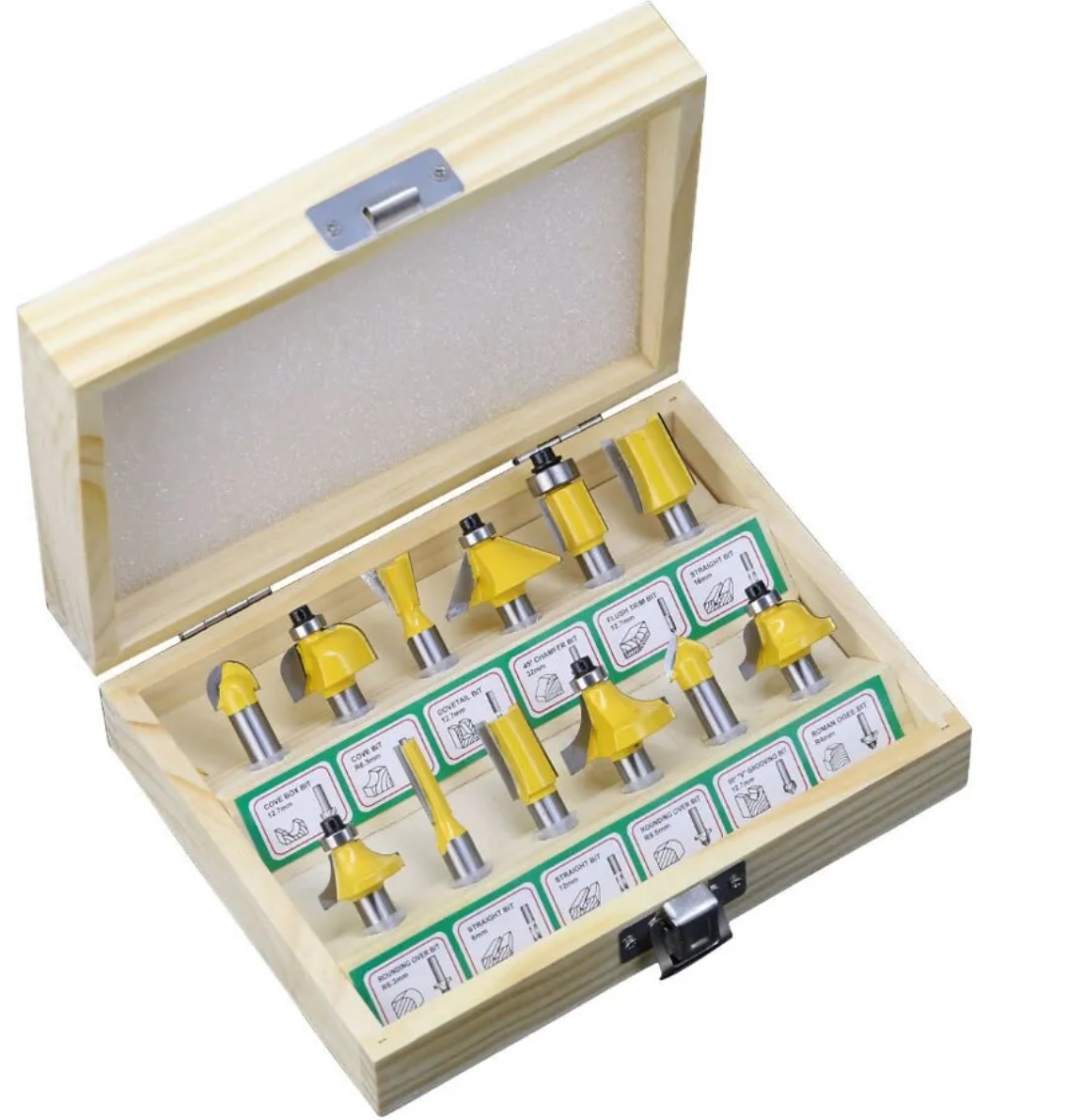 木工 ルータービット トリマー 軸シャンク8mm カッター エンドミル ホゾ穴 ストレート Rカット等 12本セット