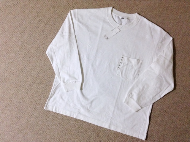 ★新品★WEB限定サイズ ユニクロ U 長袖 クルーネック Tシャツ ロンT 3XLサイズ 白 ホワイト 無地 メンズ カジュアル UNIQLO 341-444974