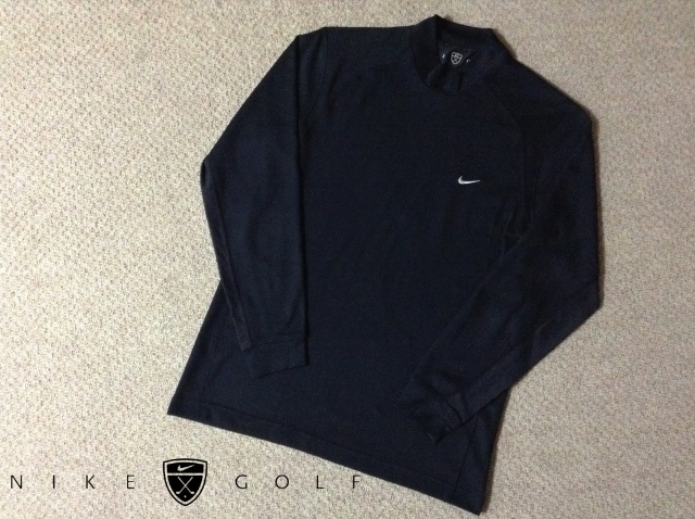 ★中古★ナイキ DRI-FIT ゴルフ メンズ 長袖モックネックシャツ 黒 Lサイズ 刺繍ロゴ NIKE GOLF 古着 オールド ヴィンテージ 90s 00s