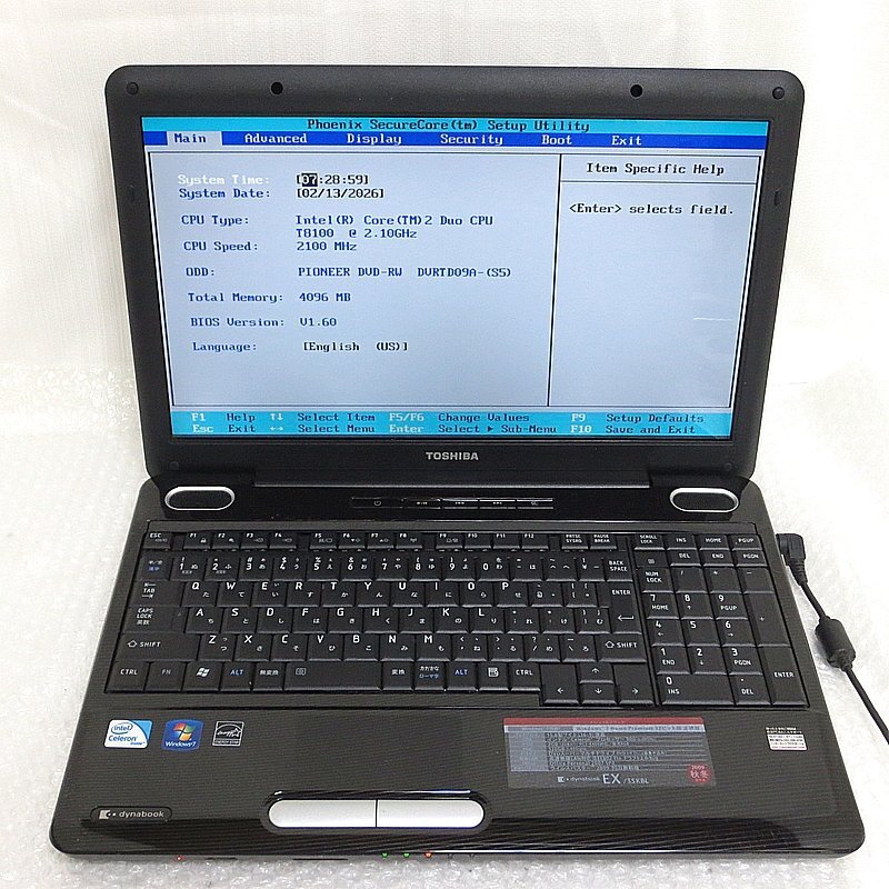 PK29538R★TOSHIBA★ノートPC★EX/35KBL★Core2Duo T8100・4GB