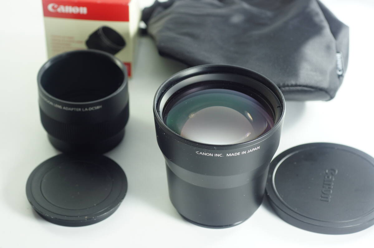 硝-018 とてもキレイ Canon キヤノン テレコンバーター TC-DC58C 2x + LA-DC58H コンバージョンレンズアダプター