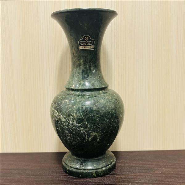 中央礦石工藝公司 CENTRAL MARBLE ARTCRAFT 大理石 花瓶 置物 花差し 工芸品 緑石 アンティーク 置物 高さ約20cm ヴィンテージ 1円 17842