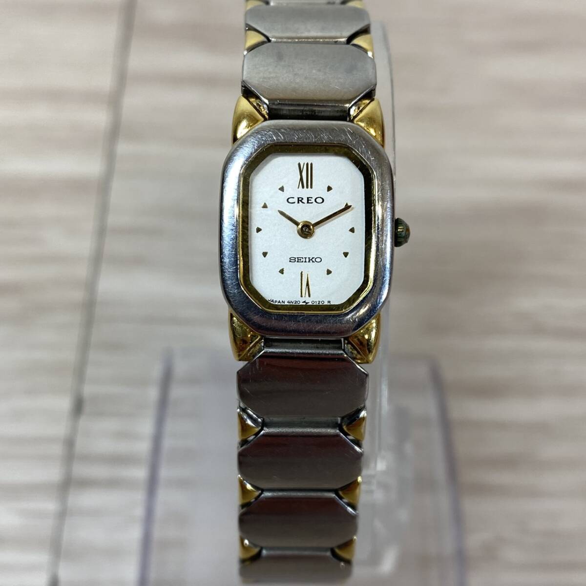 ●【MH-2169】中古不動品 SEIKO CREO セイコー クレオ 4N20-5020 シルバー ローマン 2針 ヴィンテージ QUARTZ レディース 腕時計