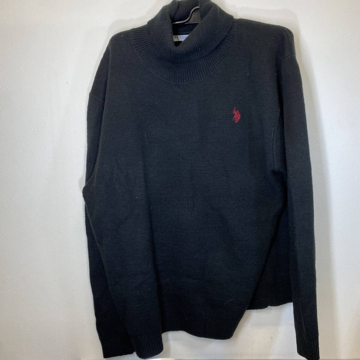 ●【MH-2241】中古品 U.S.POLO ASSN. ニットシャツ セーター ブラック PLM43426ST 服 冬服 洋服 ポロ USE B サイズXL【レタパ可能】