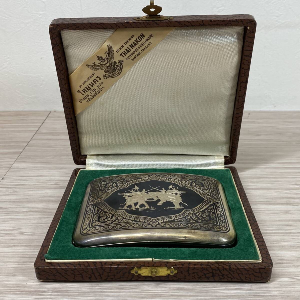 【MH-2265】中古品 THAI NAKON HILL SHENSTONE 銀製 シガレットケース Sterling シルバー たばこケース 総重量約104g