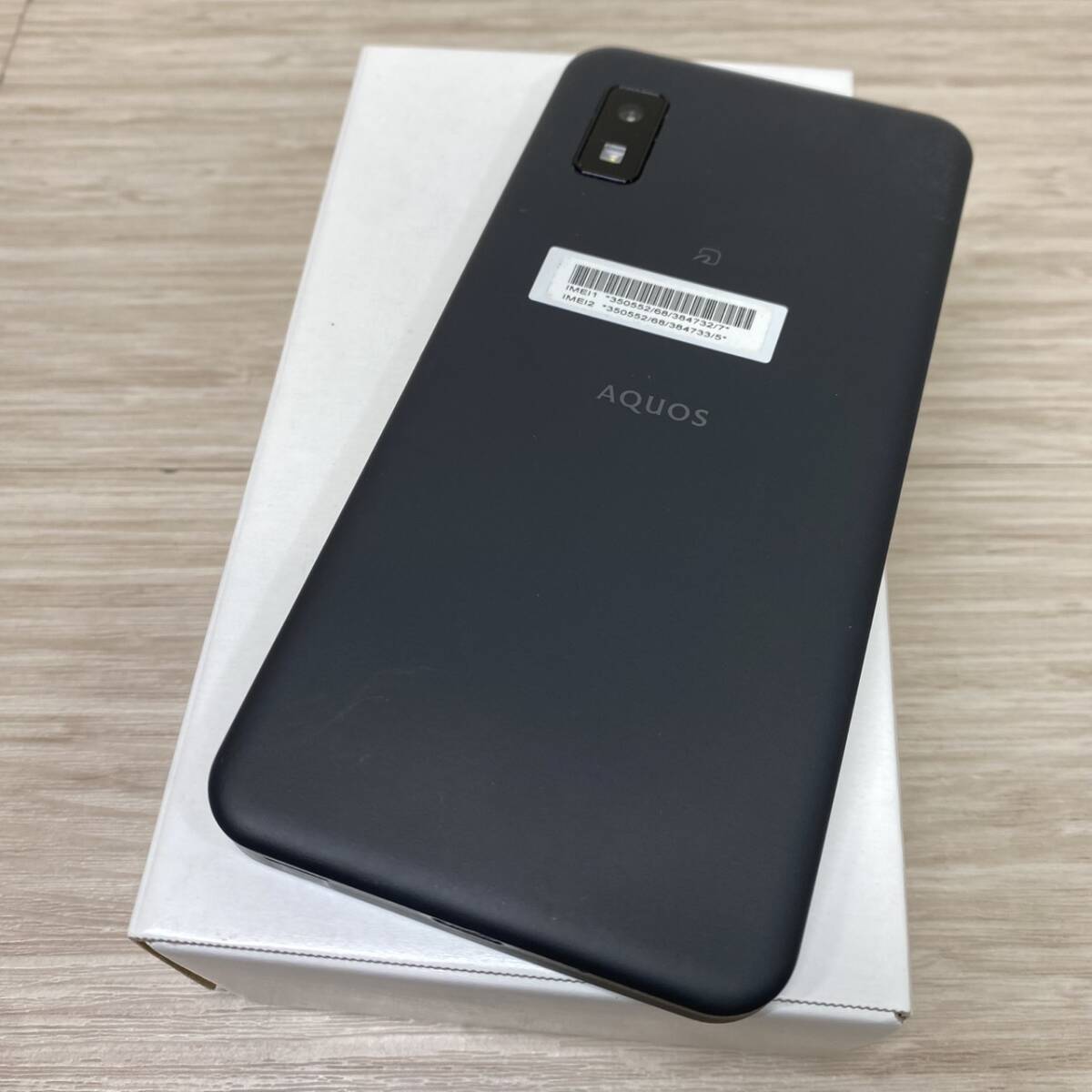 ●【MH-2204】中古品 スマートフォン softbank SHARP AQUOS wish Android 64GB A103SH SIMフリー 利用判定〇 ブラック スマホ シャープ 箱